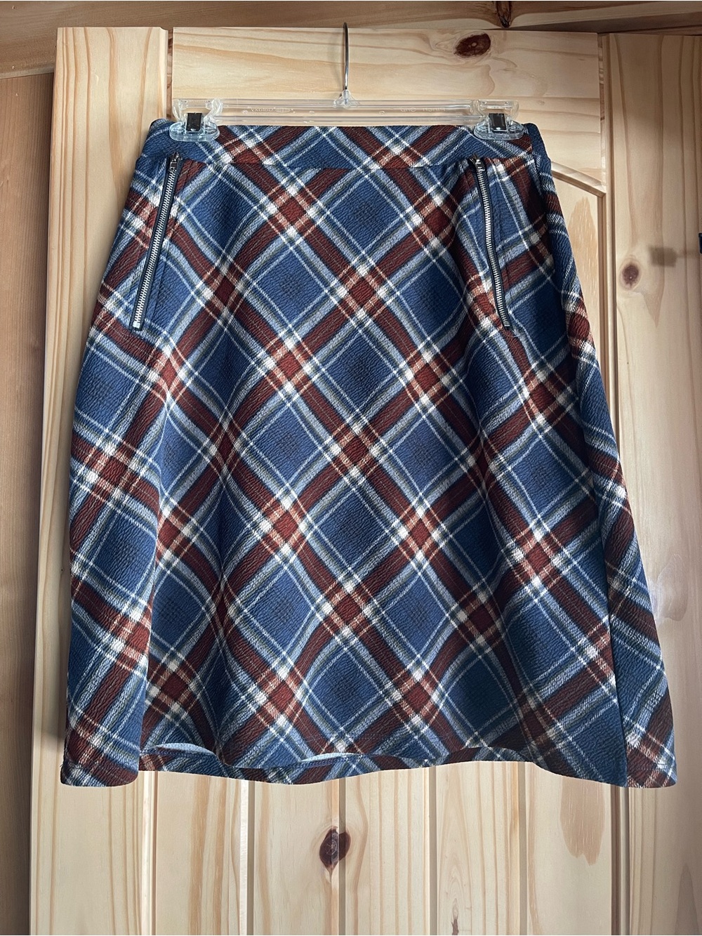Le Lis Plaid A-Line Skirt in Blue and Brown